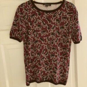 Ann Taylor short sleeve animal / cougar print sweater